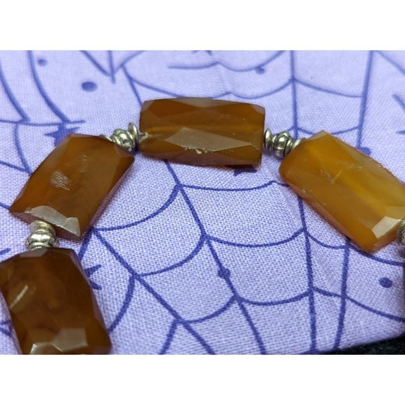 Bracelet Faceted (Brown / Root Beer / Amber) Yellow Chalcedony and Silver - Picture 5 of 10